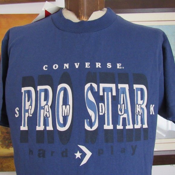 Vintage Converse T-Shirt Sz Large Pro Star Basketball Blue New Old Stock NWT NOS - Picture 3 of 12